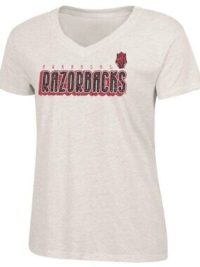 NWT NCAA Arkansas Razorbacks Women's Small Oatmeal V Neck T-Shirt